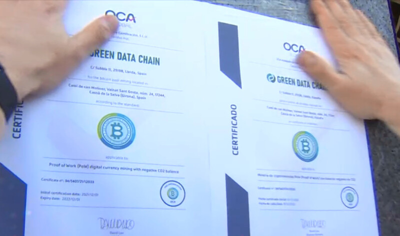 La empresa de minería Bitcoin cuenta con certificados de emisiones negativas.