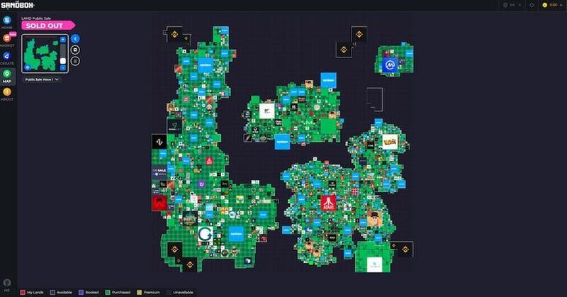 Mapa del metaverso de The Sandbox.
