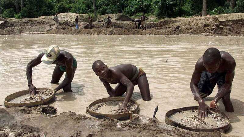 Mina de diamantes en la República Centroafricana.
