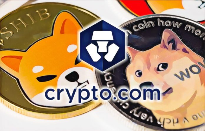 Composición grafica con el logo de Crypto.com.