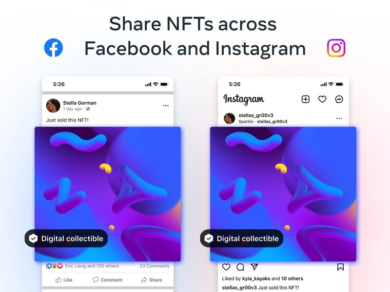 Es oficial que se pueden compartir NFT en Facebook e Instagram.